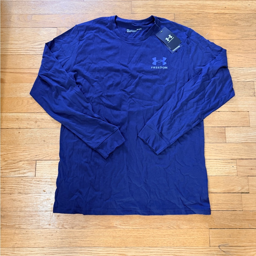 NWT Under Armour Men's Navy Freedom Long Sleeve Tee Large Really Soft